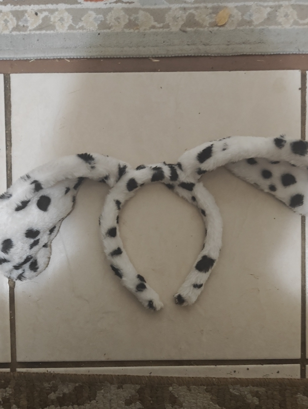 Kids Dalmatian Spot Plush Ear Headband - White & Black Clip On Tail And Scarf